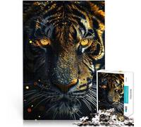 Puzzles 1000 pièces pour Adultes “Tigre Or Noir Animaux” Fait de Bois，Convient aux 14 Ans et Plus Jeux de détente Collection d'artistes, Beaux-Arts。Taille：50x75cm/19.6x29.5pouce