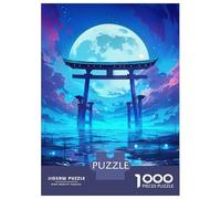 Puzzles 1000 Pièces pour Adultes Torri Gate Moon Night Puzzle pour Adultes Jeu Manuel Améliore La Mémoire Offrez-Le en Cadeau À Toute La Famille 38x26cm/1000pcs