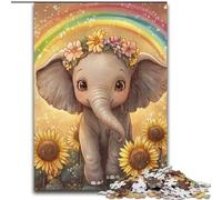Puzzles 1000 pièces pour Adultes : Tournesol, Éléphant, Divertissement Relaxant, Cadeau de Noël idéal et Décoration d'intérieur (Taille : 26 x 38 cm)