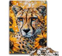 Puzzles 1000 pièces pour Adultes Tournesol Léopard Amusement en Famille Activités Amusantes à la Maison, Cadeau d'anniversaire, Cadeaux de Voyage, pour et 14 Ans 26x38cm