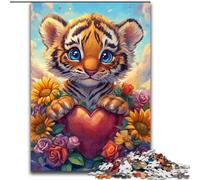 Puzzles 1000 pièces pour Adultes Tournesol Tigre Puzzles 1000 pièces pour Adultes Activité Adulte et familiale, Cadeau de décoration d'intérieur DIY (Taille 50x75cm)