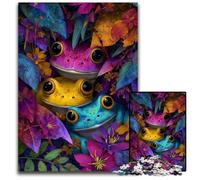 Puzzles 1000 pièces pour Adultes Trois Grenouilles Puzzles en Bois Difficiles et stimulants, Superbes Cadeaux et Jouets pour Les 14 Ans 50x75cm