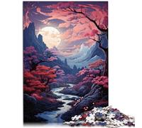 Puzzles 1000 pièces pour Adultes Une Belle Peinture de forêt Rose Jouets éducatifs d'apprentissage 26x38cm est idéal comme Cadeau pour Toute la Famille