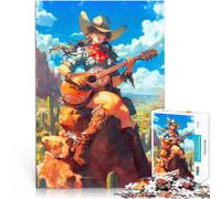 Puzzles 1000 pièces pour Adultes Une Cow-Boy Joue de la Guitare Compétition de Vitesse Manuelle Une œuvre d'art 38x52cm