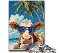 Puzzles 1000 pièces pour Adultes Vaches au Bord de mer Amusement en Famille Activités à la Maison, Cadeau d'anniversaire, Cadeaux de Voyage, pour et 14 Ans 26x38cm
