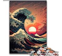 Puzzles 1000 pièces pour Adultes, Vagues japonaises, en Carton, pour Anniversaire, Vacances, Noël, Halloween, Cadeau 1000 pièces(26x38cm)
