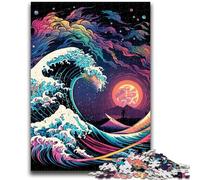 Puzzles 1000 pièces pour Adultes Vagues japonaises Jeu éducatif Familial avec pièces entièrement emboîtables de Formes aléatoires 50x75cm