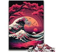 Puzzles 1000 pièces pour Adultes Vagues japonaises Jeu Stimulant et Jeu Familial avec pièces entièrement emboîtables de Formes aléatoires 26x38cm