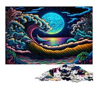 Puzzles 1000 pièces pour Adultes Vagues psychédéliques Puzzles impossibles pour Adultes Décoration d'intérieur DIY Cadeau, Jeu de réflexion 26x38cm / 10,23x14,96 Pouces