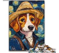 Puzzles 1000 pièces pour Adultes Van Gogh Beagle Puzzles en Bois pour Adultes Jeu cérébral Stimulant à Faire soi-même, activité familiale Interactive (Taille 26x38cm)