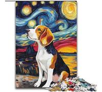 Puzzles 1000 pièces pour Adultes Van Gogh Night Sky Beagle Puzzles pour Adultes 26X38CM Casse-tête Stimulant pour Les Adolescents, soirée de Jeux en Famille Amusante