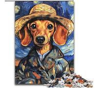 Puzzles 1000 pièces pour Adultes Van Gogh Teckel en Bois, ce Qui en Fait Un Excellent Cadeau pour s'amuser en Famille 50x75cm pour Les Vacances, Les Anniversaires et Les soirées de Jeux en Famille
