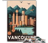 Puzzles 1000 pièces pour Adultes Vancouver Canada Voyage Jeu Familial Soulagement du Stress Défi Difficile Cadeaux du Père Noël Secret (26x38cm) 1000pcs