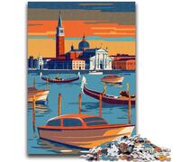 Puzzles 1000 pièces pour Adultes Venise Gondole Coucher de Soleil Défi d'intelligence cérébrale Jouets addictifs Cadeau d'anniversaire, Cadeaux, Décoration Murale (Taille 50x75cm)