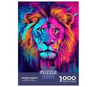 Puzzles 1000 Pièces pour Adultes Vibrant Lion Artwork Puzzle Adulte Jeux De Société pour S'amuser en Famille Cadeau d'anniversaire, Cadeaux, 38x26cm/1000pcs