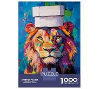 Puzzles 1000 Pièces pour Adultes Vibrant Lion with Box Hat Adolescents Puzzles Jeux De Détente Cadeaux pour Femmes Cadeaux pour Amis Et Famille 70x50cm/1000pcs