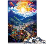 Puzzles 1000 pièces pour Adultes Village de Montagne Puzzle 26x38cm Soulagement du Stress Staycation Tuer Le Temps pour Adolescent 14+