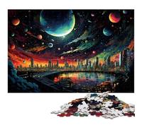 Puzzles 1000 pièces pour Adultes Villes colorées du Futur sur Terre Puzzles pour Adultes et Enfants Puzzle en Bois Superbe Cadeau 1000 pièces (75 x 50 cm)