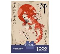 Puzzles 1000 Pièces pour Adultes Vintage Japanese Koi Fish Puzzles pour Adultes Jeux Relaxants Analyse Et Logique pour Les Joueurs 70x50cm/1000pcs