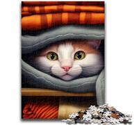 Puzzles 1000 pièces pour Adultes, Visage de Chat drôle, Animal Mignon, pour Les 14 Ans et Plus, Jeux de Famille, Jeu de Noël, Cadeaux pour Femmes, 50x75cm