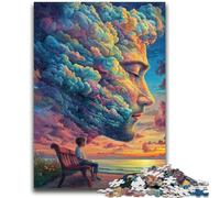 Puzzles 1000 pièces pour Adultes Visage Humain Nuage de Couleurs Aide Le Cerveau à exercer Jouets addictifs pour cultiver la Patience Une œuvre d'art 26x38cm