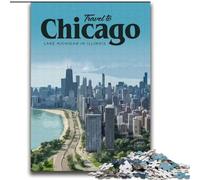 Puzzles 1000 pièces pour Adultes Visit Chicago Jeux éducatifs Décoration d'intérieur Collection Artistes, Beaux-Arts (38x52cm) 1000pcs