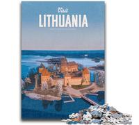 Puzzles 1000 pièces pour Adultes Visitez la Lituanie, défi d'intelligence cérébrale, Jouets addictifs, Cadeaux d'anniversaire, décoration Murale (Taille 50x75cm)
