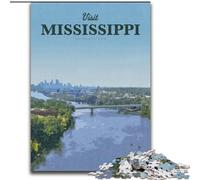Puzzles 1000 pièces pour Adultes Visitez Le Mississippi Anti-Stress Défi Difficile Chaque pièce est Unique - Jeu Familial Amusant et Stimulant (38x26cm) 1000 pièces