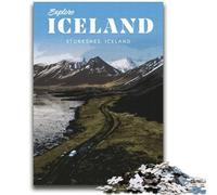 Puzzles 1000 pièces pour Adultes Visitez l'Islande Convient aux 14 Ans et Plus Jeu de Jouets intellectuels Jeu éducatif pour Anniversaire et Noël (Taille 38x52cm)