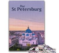 Puzzles 1000 pièces pour Adultes Visitez Saint-Pétersbourg Convient aux 14 Ans et Plus Jeu de Jouets intellectuels Jeu éducatif pour Anniversaire et Noël (Taille 38x52cm)