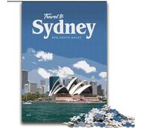 Puzzles 1000 pièces pour Adultes Visitez Sydney Jeu Familial Soulagement du Stress Défi Difficile Cadeaux du Père Noël Secret (38x52cm) 1000pcs