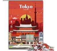 Puzzles 1000 pièces pour Adultes Visitez Tokyo Jeu Familial Soulagement du Stress Défi Difficile Cadeaux du Père Noël Secret (26x38cm) 1000pcs