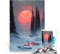 Puzzles 1000 pièces pour Adultes Voilier Red Moon Entraînez Votre Cerveau et Vos Mains est idéal comme Cadeau pour Toute la Famille 38x26cm