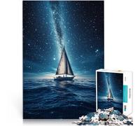 Puzzles 1000 pièces pour Adultes Voilier Voie Lactée Fait de Bois Convient aux 14 Ans et Plus Jouet éducatif pour Apprendre Cadeaux pour Les Amis et la Famille。Taille：50x75cm/19.68x29.52pouce
