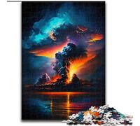 Puzzles 1000 pièces pour Adultes Volcans psychédéliques colorés en Bois, idée Cadeau Unique de décoration d'intérieur DIY 50x75cm Jeu de réflexion pour Adolescents, Cadeau de Vacances idéal