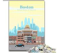 Puzzles 1000 pièces pour Adultes Voyage à Boston Jeu Familial Soulagement du Stress Défi Difficile Cadeaux du Père Noël Secret (26x38cm) 1000pcs