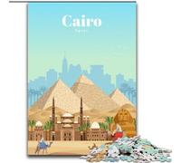 Puzzles 1000 pièces pour Adultes Voyage au Caire Jeu Familial Soulagement du Stress Défi Difficile Cadeaux du Père Noël Secret (26x38cm) 1000pcs