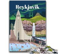 Puzzles 1000 pièces pour Adultes Voyage en Islande, défi d'intelligence cérébrale, Jouets addictifs, Cadeaux d'anniversaire, décoration Murale (Taille 38x52cm)