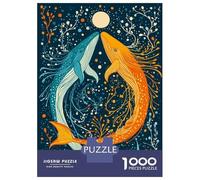 Puzzles 1000 Pièces pour Adultes Whale Dance Under The Moon Puzzle Adulte, Jouet, Décoration Murale, Décoration Intérieure, Idéal comme Cadeau pour Toute La Famille 52x38cm/1000pcs