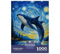 Puzzles 1000 Pièces pour Adultes Whale Jumping Starry Night Puzzle Adulte Jeux De Société pour S'amuser en Famille Cadeau d'anniversaire, Cadeaux, 70x50cm/1000pcs