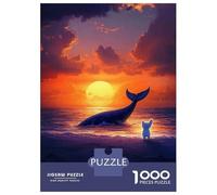 Puzzles 1000 Pièces pour Adultes Whale Sunset with Dog Puzzle pour Adultes Jeux Relaxants Défi Difficile pour Anniversaire, Noël 52x38cm/1000pcs