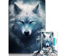 Puzzles 1000 pièces pour Adultes White Art Wolf Puzzles Adultes Jeu Stimulant Cadeaux pour est idéal comme Cadeau pour Toute la Famille 38x26cm