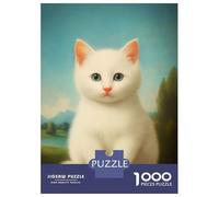 Puzzles 1000 Pièces pour Adultes White Fluffy Kitten Puzzle Adulte, Jeu Manuel, Décoration Murale, Cadeaux pour Amis Et Famille 70x50cm/1000pcs