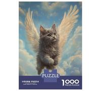 Puzzles 1000 Pièces pour Adultes Winged Cat in The Sky Majestic Feline Tribute Adolescents Puzzles Jeux De Détente Cadeaux pour Femmes Cadeaux pour Amis Et Famille 52x38cm/1000pcs