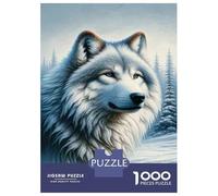 Puzzles 1000 Pièces pour Adultes Winter Wolf Portrait Puzzle Adulte, Jeu De Réflexion, Une Œuvre d'art, Activités Amusantes À La Maison, 38x26cm/1000pcs