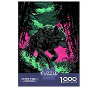 Puzzles 1000 Pièces pour Adultes Wolf in Neon Forest Puzzle pour Adultes Jeux Relaxants Défi Difficile pour Anniversaire, Noël 70x50cm/1000pcs
