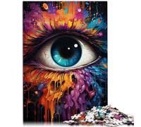 Puzzles 1000 pièces pour Adultes Yeux Fantaisie colorés Jeu Jouets 26x38cm avec Affiche Assortie et Feuille de Questions pour Les 14 Ans et Plus
