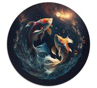 Puzzles 1000 pièces pour Adultes Yin Yang Koi Fish Puzzles en Papier Jeu d'activités familiales pour Adolescents, Casse-tête Stimulant (67,5 x 67,5 cm)