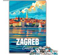 Puzzles 1000 pièces pour Adultes Zagreb Croatie Jeu Familial Anti-Stress Défi Difficile Cadeaux du Père Noël Secret (50x75cm) 1000 pièces