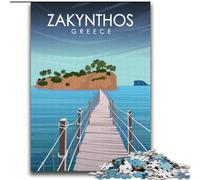 Puzzles 1000 pièces pour Adultes Zakynthos Grèce Art Jeu Familial Soulagement du Stress Défi Difficile Cadeaux du Père Noël Secret (38x52cm) 1000pcs